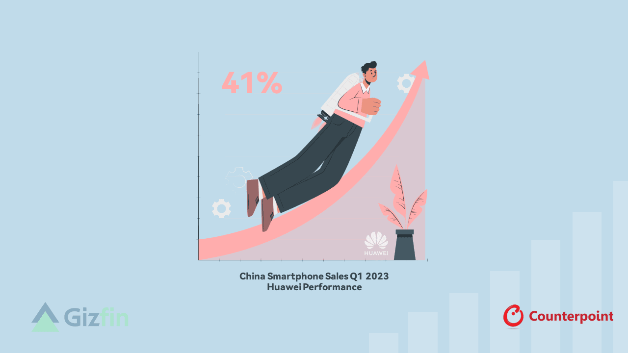 Huawei Smartphone Sales Growth Q1 2023 Illustration