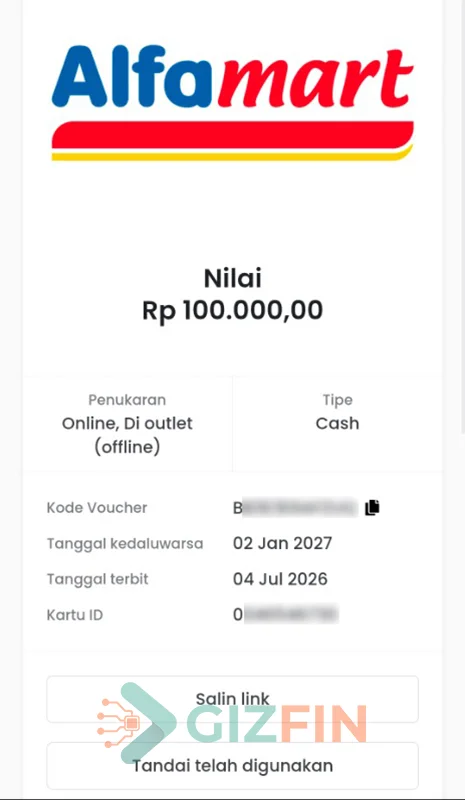 Dapatkan Kode Voucher Alfamart