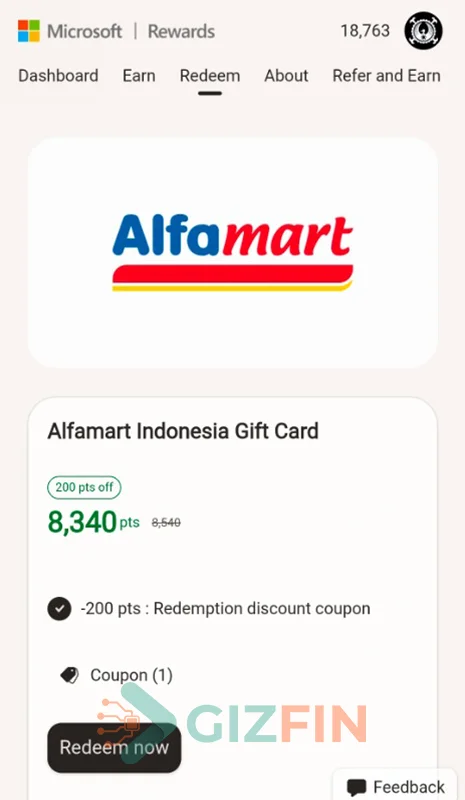 Klik Tombol "Redeem Now"
